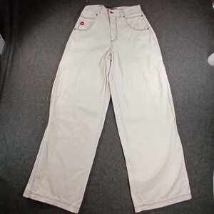 Plugg y2k Wide Leg Jeans Womens 9 White Vintage 90s High Rise Contrast Stitch